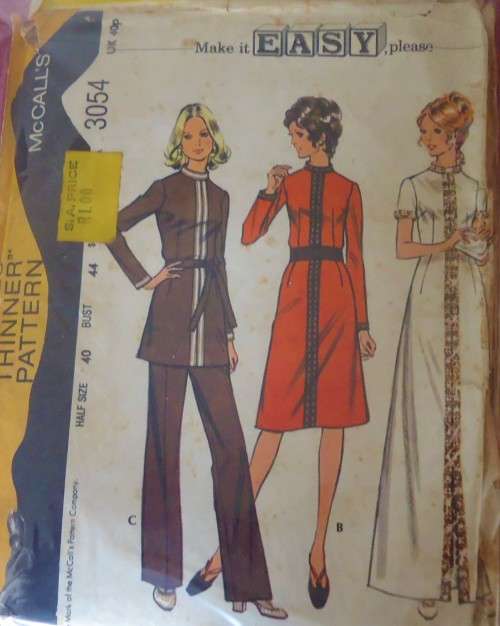 McCalls 3054  DRESS-TUNIC-PANTS SIZE 40 BUST 44 CM COMPLETE=ZIPLOC BAG