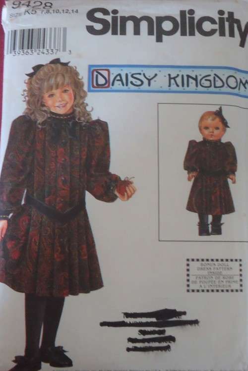 SIMPLICITY 9428 GIRL & DOLLS MATCHING DRESSES SIZE K57-8-10-12-14 YEARS COMPLETE