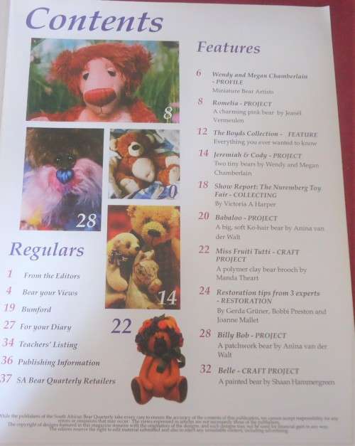 `SOUTH AFRICAN BEAR & QUARTERLY`  VOLUME 1 NUMBER 3 JUNE -40 PAGE MAGAZINE WITH PATTERNS