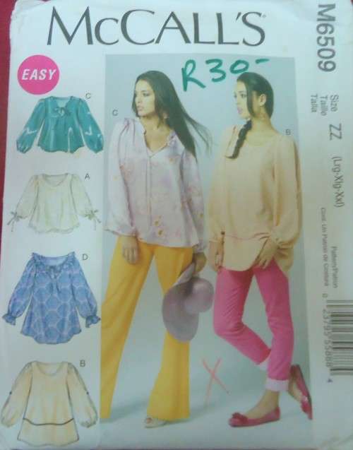 McCalls M6509  SET OF TOPS and TUNICS SIZE ZZL-XL-XXL (16-26) COMPLETE-UNCUT-F/FOLDED