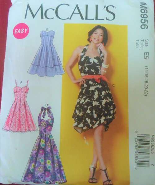 McCalls M6956 DRESSES-CLOSE FITTING-SELF LINED BRA  SIZE EE14-16-18-20-22 COMPLETE-UNCUT-F/FOLDED
