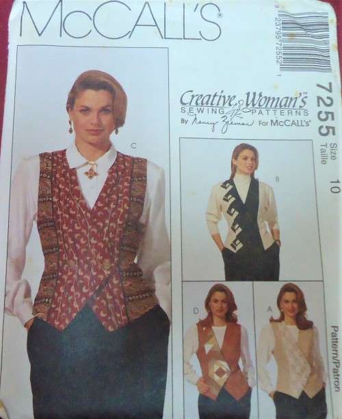 McCalls 7255 LINED WAISTCOATS SIZE 10 COMPLETE-UNCUT-F/FOLDED