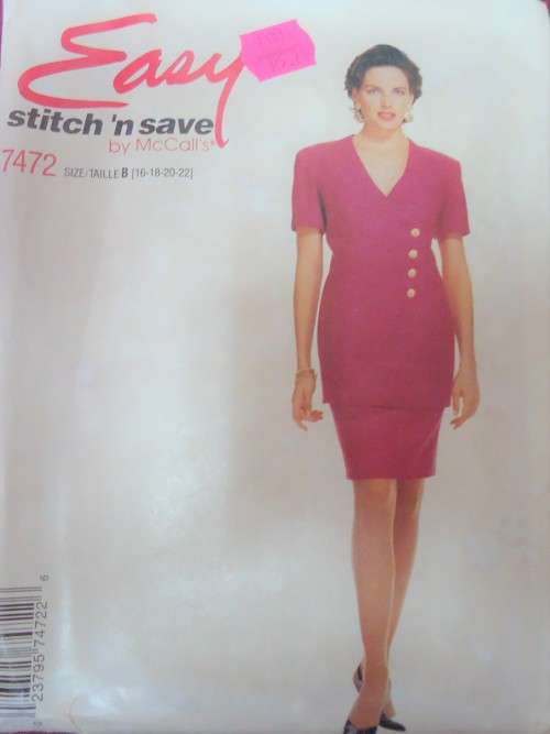 McCalls 7472 TOP and SKIRT  SIZE B-16-18-20-22 COMPLETE