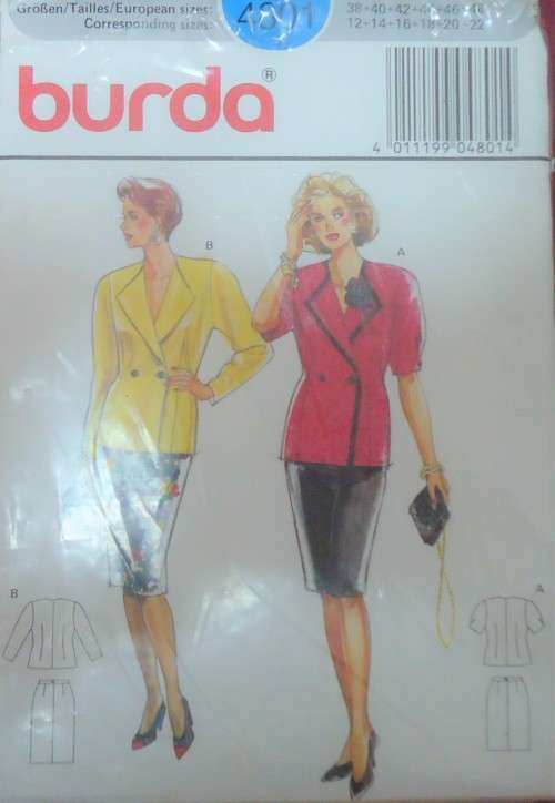 BURDA 4801 TWO PIECE DRESS- SIZE12-14-16-18-20-22 COMPLETE