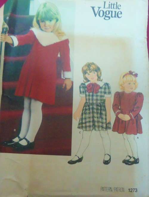 LITTLE VOGUE 1273 TODDLERSS DRESS WITH COLLAR  VARIATIONS SIZE 2 - 3 - 4 YEARS COMPLETE