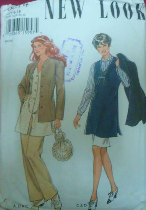 NEW LOOK PATTERNS 6274 JACKET-TUNIC-PANTS-SKIRT SIZES 6-16 COMPLETE