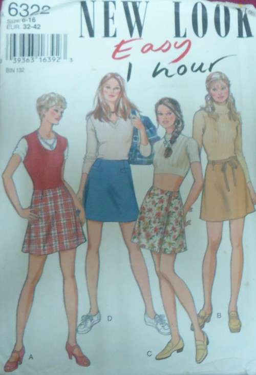 NEW LOOK PATTERNS 6322 SET OF MINI SKIRTS SIZES 6-16 COMPLETE