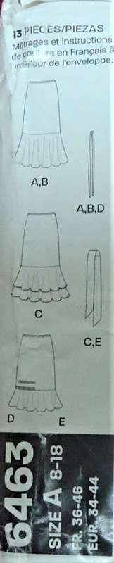 NEW LOOK PATTERN 6463 SET OF SKIRTS WITH FRILL SIZE8-18 COMPLETE