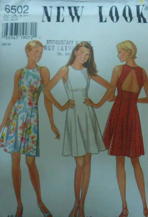 NEW LOOK PATTERN 6502 PANELLED DRESS WITH BACK FEATURE SIZE 8-18 COMPLETE-UNCUT-F/FOLDED