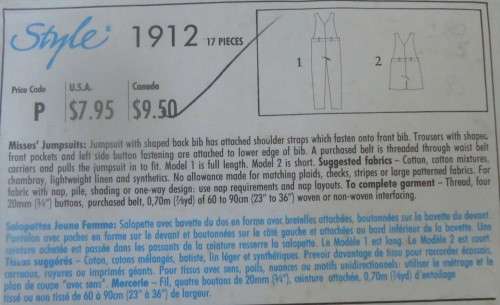 STYLE 1912 JUMPSUITS SIZEA- 6-18 COMPLETE