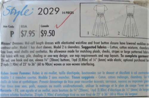 STYLE 2029 ELASTICATED WAIST DRESS SIZE 6 - 16  COMPLETE
