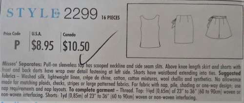 STYLE 2299 PULLON SLEEVELESS TOP- SKIRT & SHORTS+WRAP OVER SIZE 6 - 16 COMPLETE