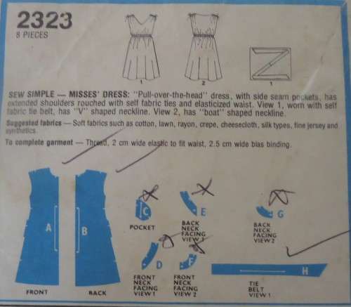 STYLE 2323 PULLOVER DRESS SIZE 18 BUST 102 CM -SEE LISTING