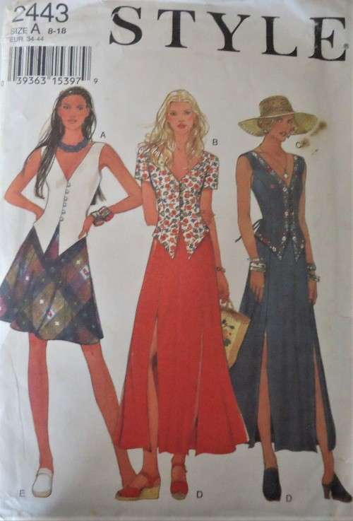 STYLE 2443 TOP-WAISTCOAT WITH TIEBACK -SKIRT SIZE 8 - 18 COMPLETE