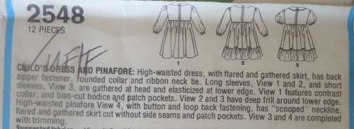 STYLE 2548 GIRLS DRESS & PINAFORE SIZE 8 YEARS - COMPLETE-UNCUT-F/FOLDED