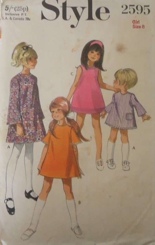 VINTAGE STYLE 2595 GIRLS DRESS SIZE 8 YEARS  COMPLETE-UNCUT-F/FOLDED