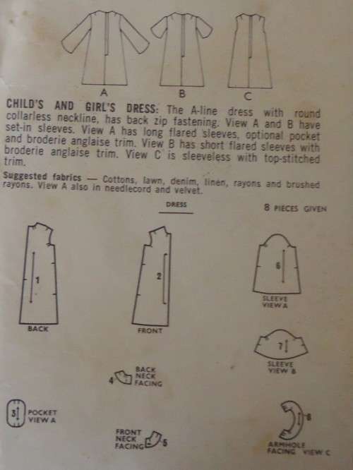 VINTAGE STYLE 2595 GIRLS DRESS SIZE 8 YEARS  COMPLETE-UNCUT-F/FOLDED