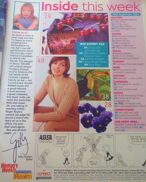 WOMAN`S WEEKLY - 25TH  SEPTEMBER 2001- 68 PAGES