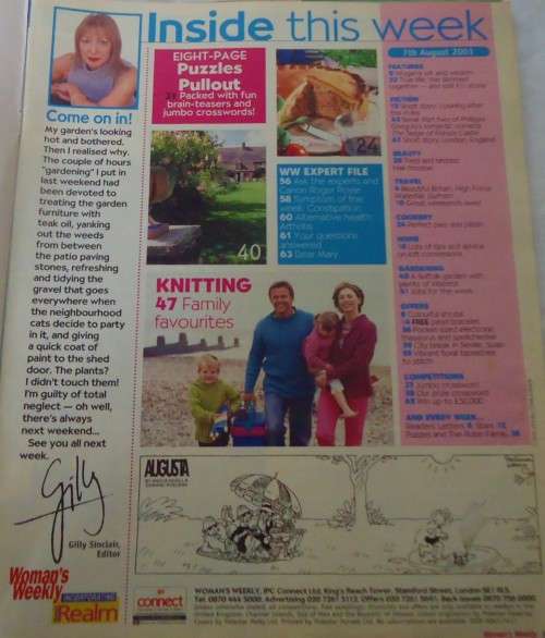 WOMAN`S WEEKLY - 7TH  AUGUST 2001- 68 PAGES