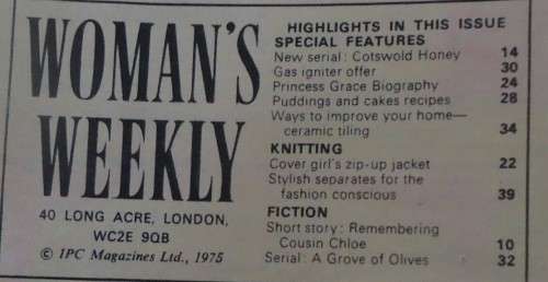 WOMAN`S WEEKLY - 11TH OCTOBER 1975- 80 PAGES