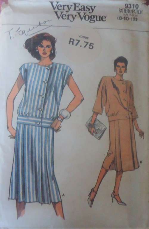 VOGUE 9310 WRAP DRESS SIZE 8-10-12 COMPLETE-ZIPLOC BAG