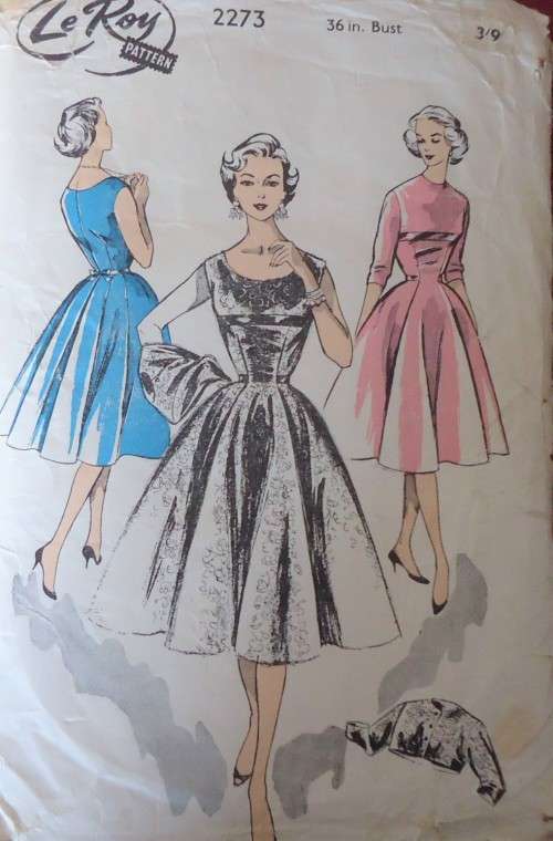 V/VINTAGE LE ROY #2273 -ONE PIECE DRESS & BOLERO SIZE BUST 36 COMPLETE