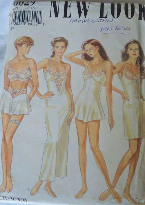 NEW LOOK PATTERNS 6029 -STUNNING LINGERIE SIZE 6-16 COMPLETE-MOSTLY UNCUT (2 PIECES CUT)