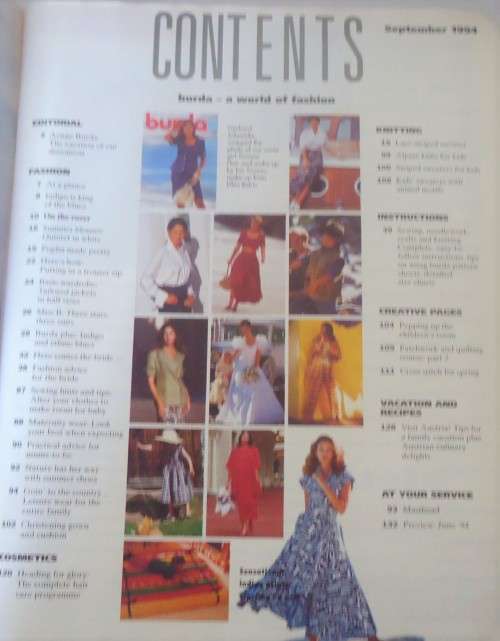 BURDA  - WORLD OF FASHION - 9 - SEPTEMBER 1994 -136 PAGES WITH PULLOUT SECTION