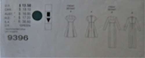 VOGUE PATTERNS 9396 LINED DRESS WITH RASED NECKLINE SIZES 14-16-18 COMPLETE