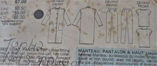 VOGUE PATTERNS 9536 COAT-PANTS-TOP SIZE 8-10-12 - SEE LISTING-ZIPLOC BAG
