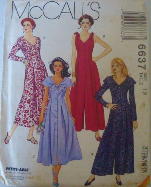 McCALL'S 6637 WoW DRESS & JUMPSUIT SIZE 12 COMPLETE-UNCUT-F/FOLDED