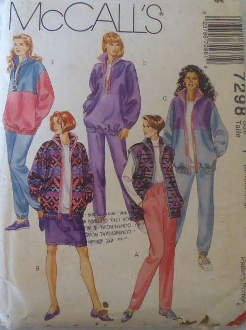 McCALL'S 7298 TRACKSUIT JACKET-GILET-TOP-SKIRT-PANTS SIZE Y=S-M-L (8-18) COMPLETE-UNCUT-F/FOLDED