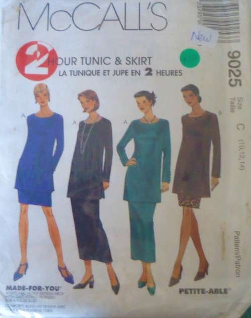 McCALLS 9025 RUNIC & PULL ON SKIRT SIZEC=-10-12-14 COMPLETE-UNCUT-F/FOLDED