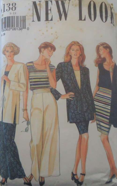 NEW LOOK PATTERNS 6138JACKET-TOP-SHORTS-PANTS SIZES 8-18 COMPLETE