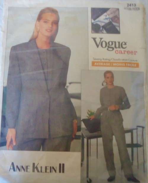 VOGUE 2413-ANNE KLEIN II -JACKET-TOP-PANTS SIZE 12-14-16 COMPLETE-ZIPLOC BAG