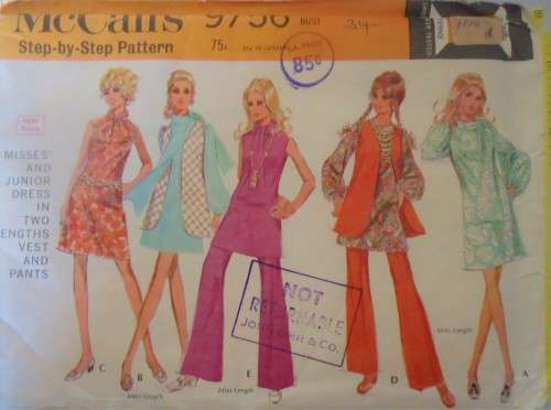 McCALLS 9756 DRESS-WAISTCOAT-PANTS SIZE 12 BUST 34 COMPLETE-UNCUT-F/FOLDED