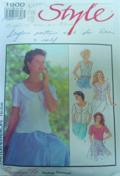 STYLE 1900 TOPS WITH LOWERED ROUND NECK SIZE A  6 - 18 COMPLETE -SEE LISTING