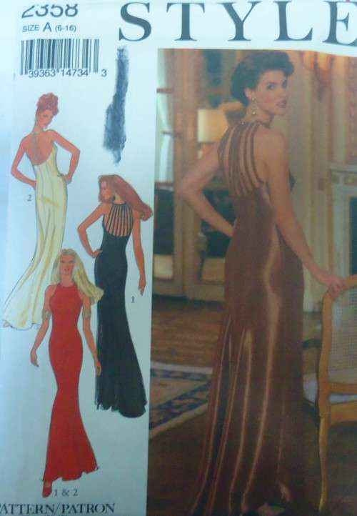 STYLE 2358 EVENING DRESS WITH HALTER AND BACK FEATURE SIZE A=6-16 COMPLETE