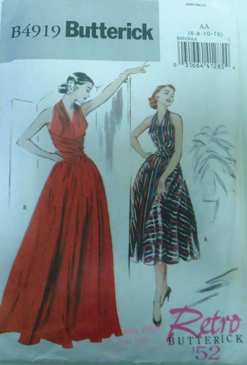 BUTTERICK B4919  wOw RETRO BUTTERICK '52 FLARED FITTED DRESS  SIZE AA=6-8-10-12 COMPLETE