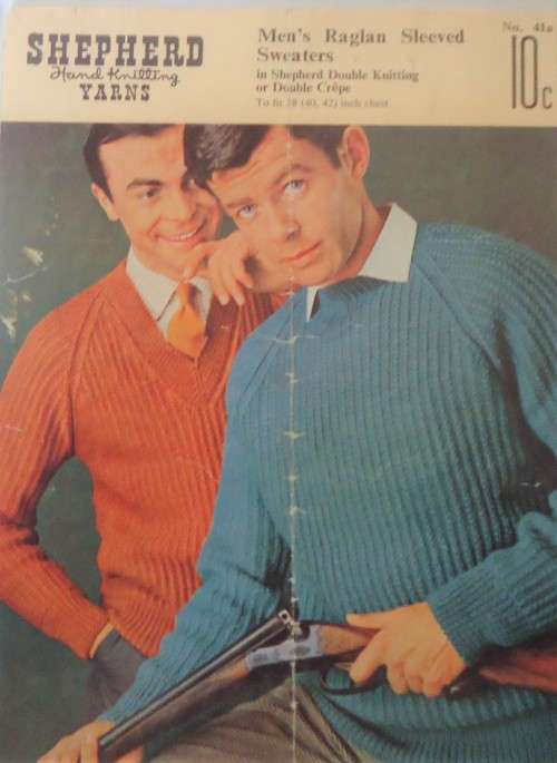 SHEPHERD PATTERN NUMBER 41A  MEN`S RAGLAN SLEEVE SWEATERS- SIZES 38-42`