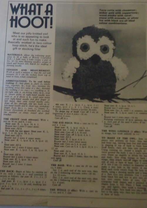 KNIT -WHAT A HOOT -HEIGHT  21,5 CM - 8`