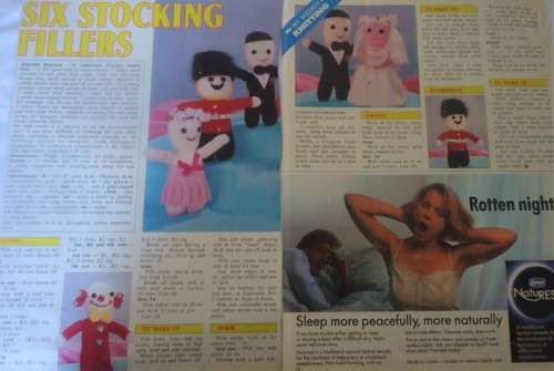 KNIT - SIX STOCKING FILLERS- SIZE 21 CM/8 1/4` CLOWN-NURSE-DAIRY-BRIDE-GROOM-GUARDSMAN
