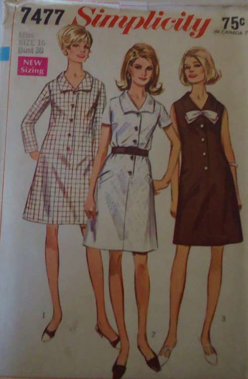 VINTAGE SIMPLICITY PATTERN 7477 A-LINE DRESS SIZE 16 BUST 38` COMPLETE