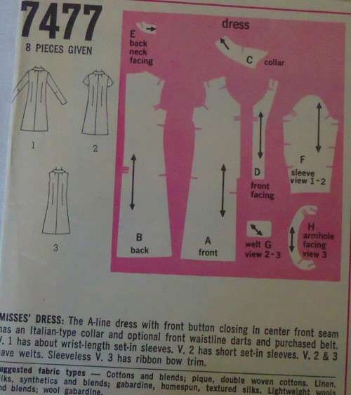 VINTAGE SIMPLICITY PATTERN 7477 A-LINE DRESS SIZE 16 BUST 38` COMPLETE