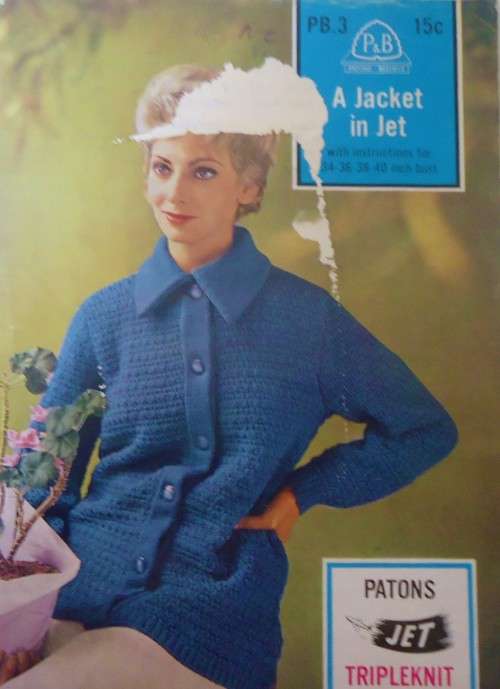 PATONS PB.3 A JACKET IN JET TO FIT SIZES 34-36-38-40