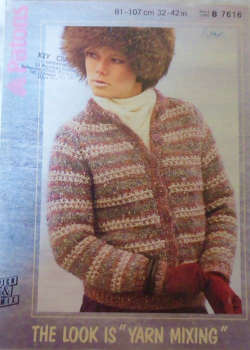 PATONS B 7616  RAGLAN CARDIGAN -SIZES 32-422` 81 -107 CM