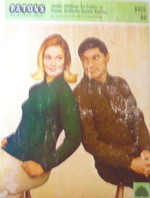PATONS 9425 HIS & HERS SHIRT STYLE SWEATER -SIZES 32-42`