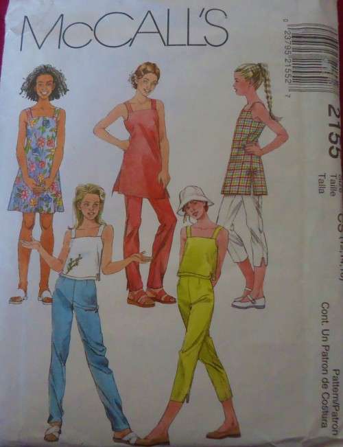 McCALL'S 2155 TEEN DRESS-TUNIC-TOP& PANTS SIZE CS=12-14-16 YRS COMPLETE CUT TO SIZE 16 YEARS