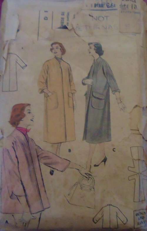 V/VINTAGE BUTTERICK 7221 CARDIGAN-COAT-TOPPER SIZE 18 BUST 38` COMPLETE-ZIPLOC BAG