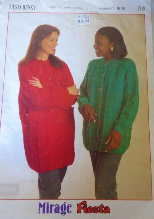FIESTA # 3719  HANDKNIT JACKET O COAT  SIZES 82  - 102 CM